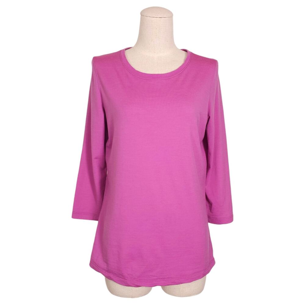 WoolX Jenny 3/4 Sleeve Crew Neck Tee Summer Sorbet Pink Sz Small
